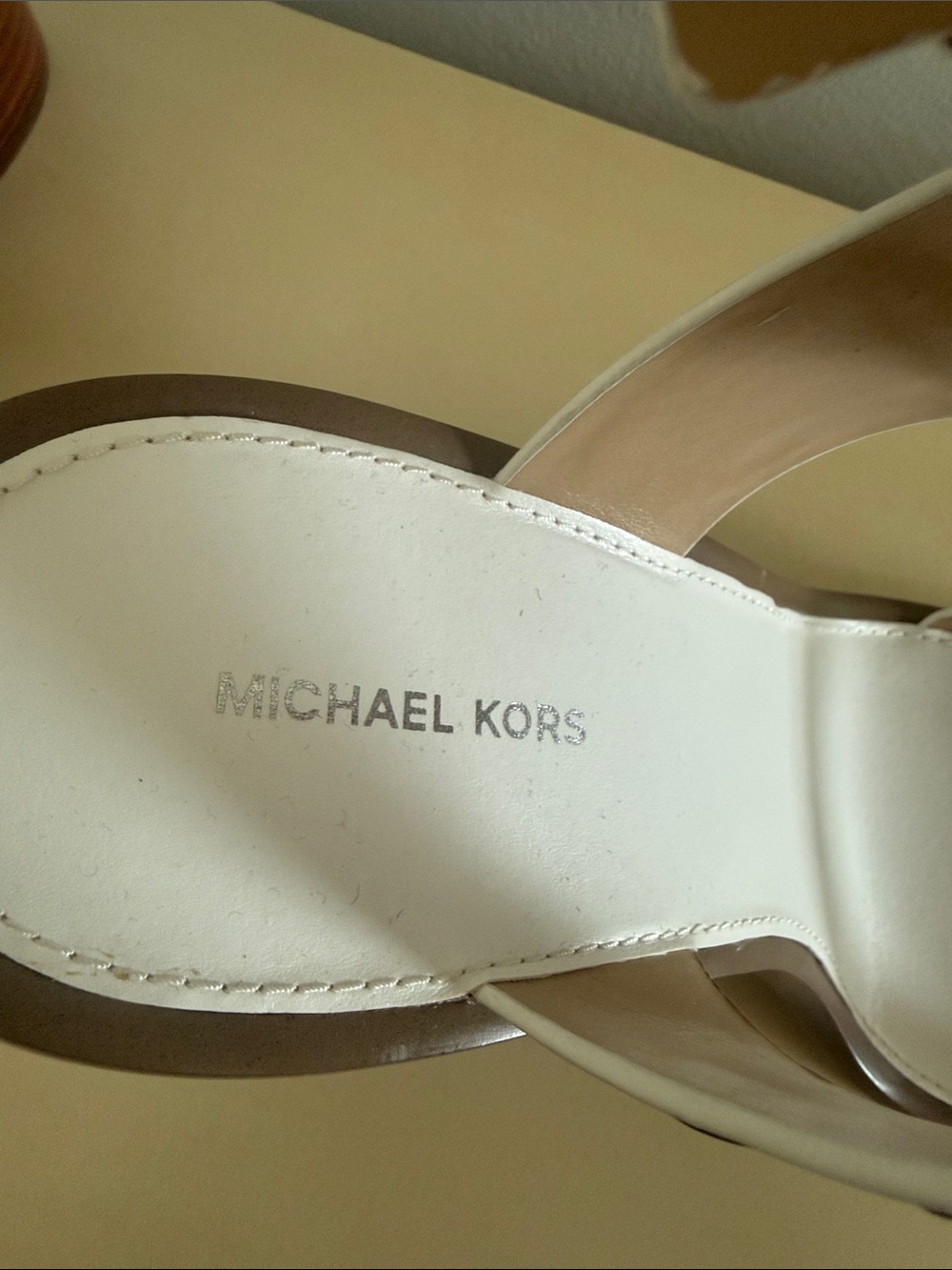 Michael Kors White Studded Block Heel Sandals - Picture 4 of 7